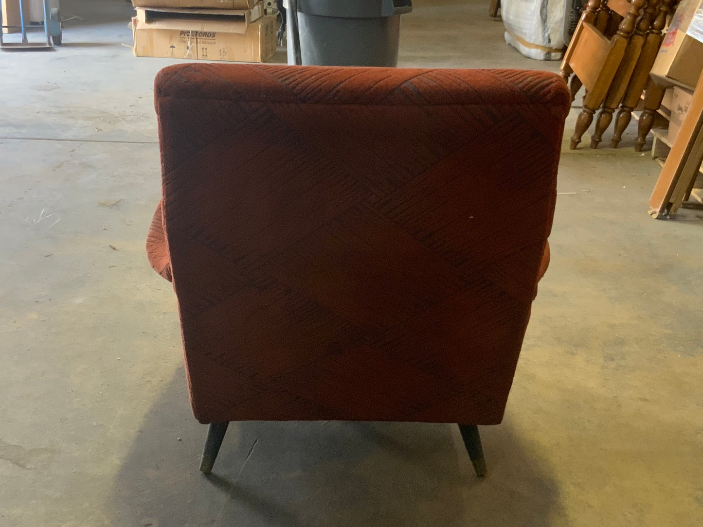 MCM Mid Century Modern Red Upholstered Rocking Chair