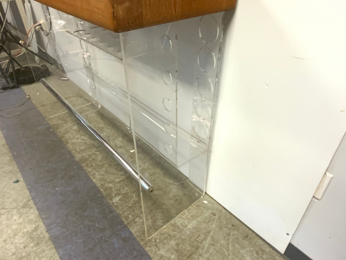 New Mid Century Modern Butcher Block + Lucite Lighted Dry Bar | in the Style of Luigi Bardini