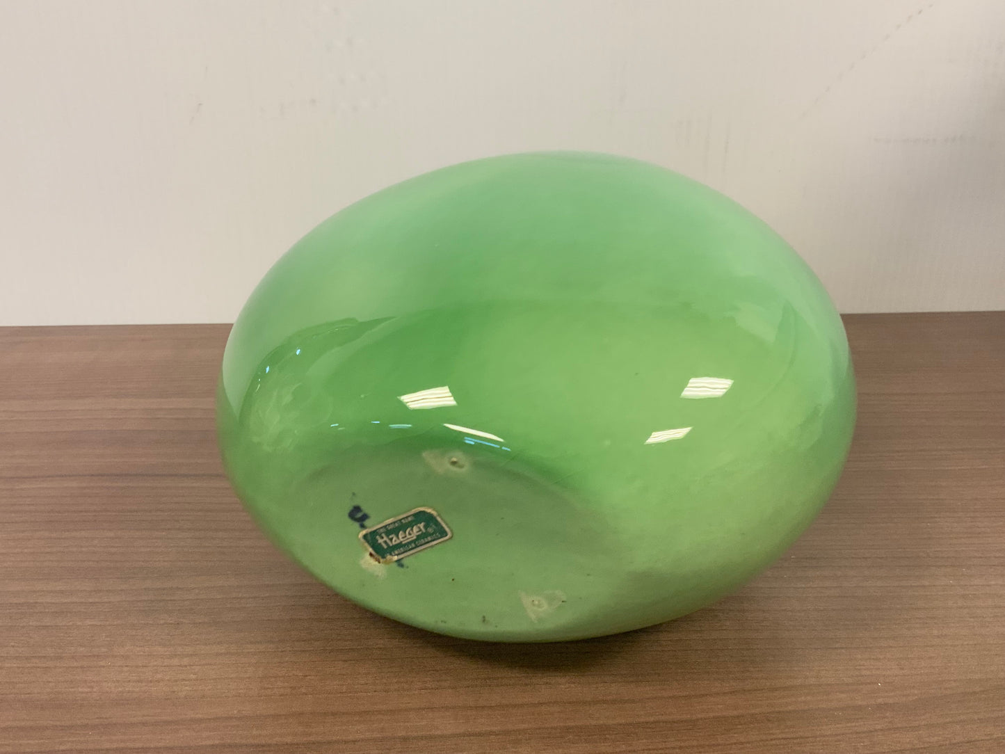Vintage Haeger Large Oval Vase Mid Century Modern 1960s Ceramics Green Pottery Planter