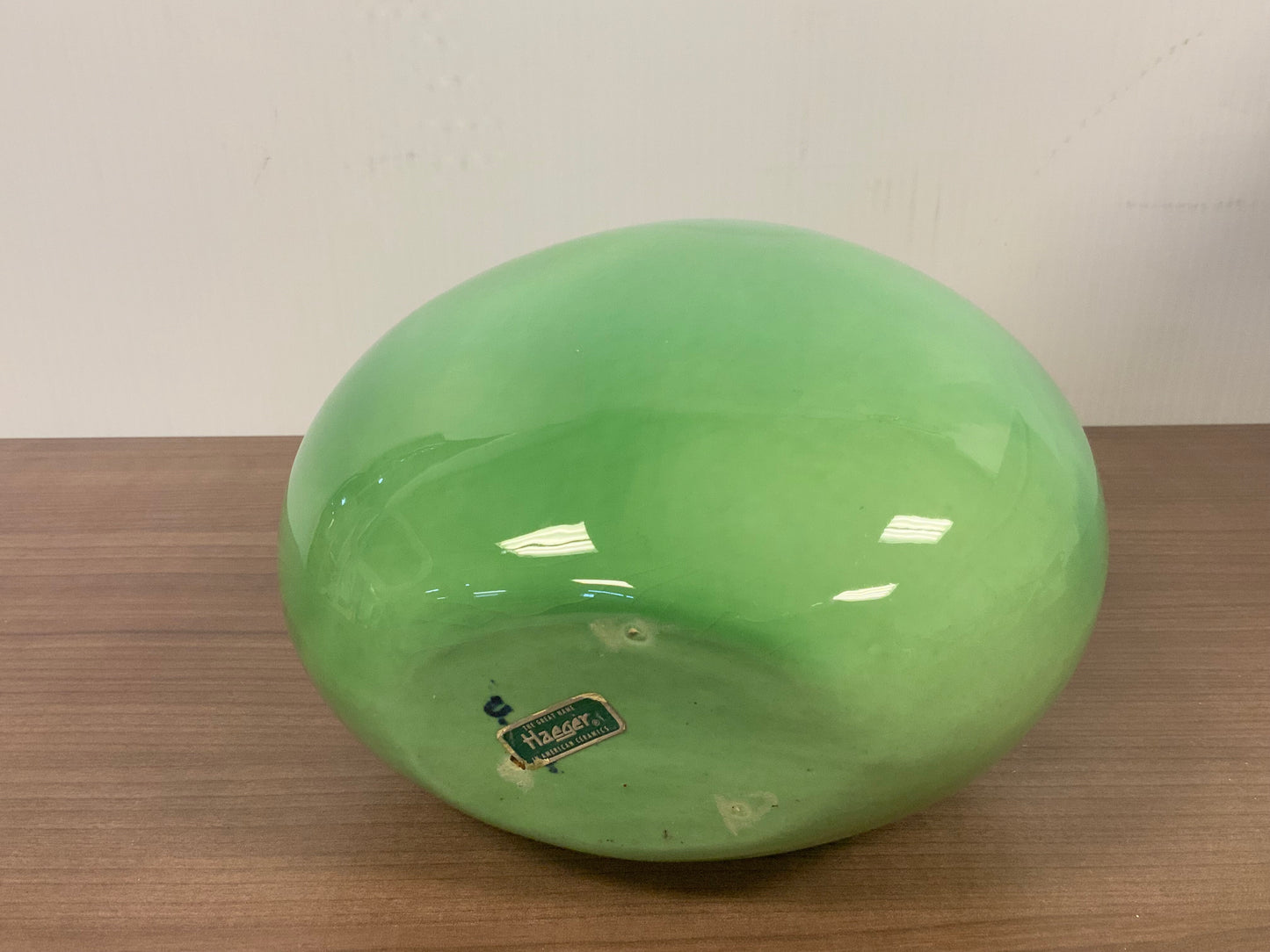 Vintage Haeger Large Oval Vase Mid Century Modern 1960s Ceramics Green Pottery Planter