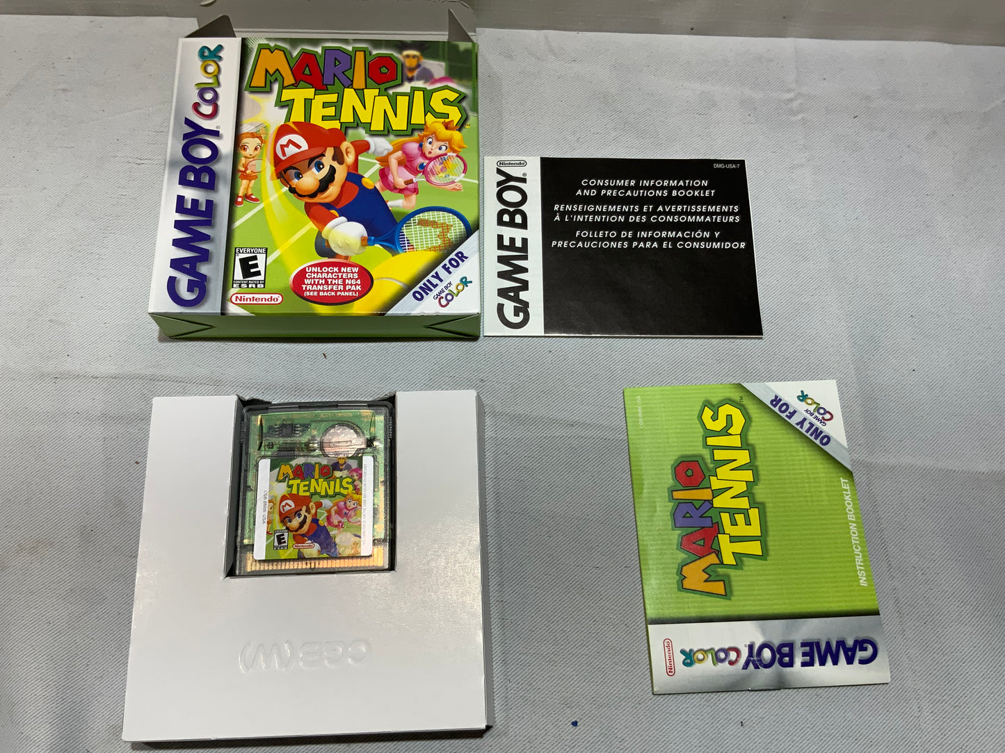 USED Open Box Nintendo Game Boy Color Mario Tennis Video Game w/ Box