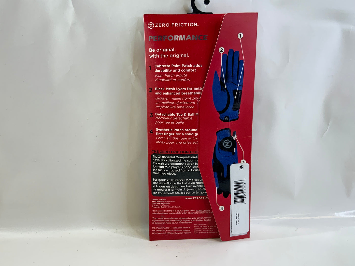 NEW Zero Friction Junior Performance Synthetic Golf Glove, Universal-Fit, White, Left Hand