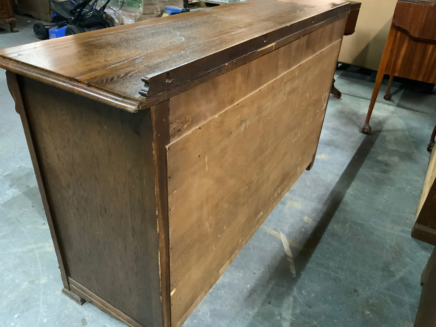 Vintage Oak Three Door Two Drawer Buffet Sideboard