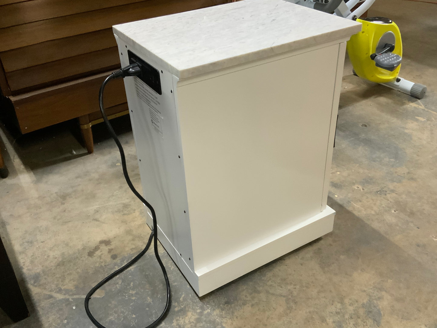 NEW White Tressaanti Single Door Marble Top Nightstand