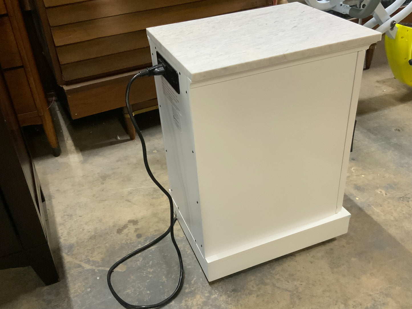 NEW White Tressaanti Single Door Marble Top Nightstand