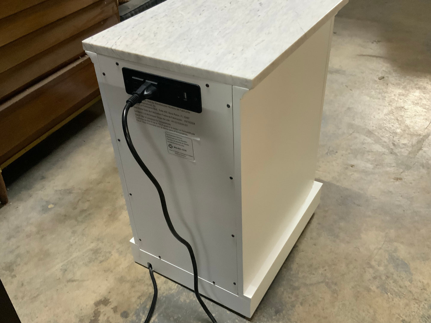 NEW White Tressaanti Single Door Marble Top Nightstand