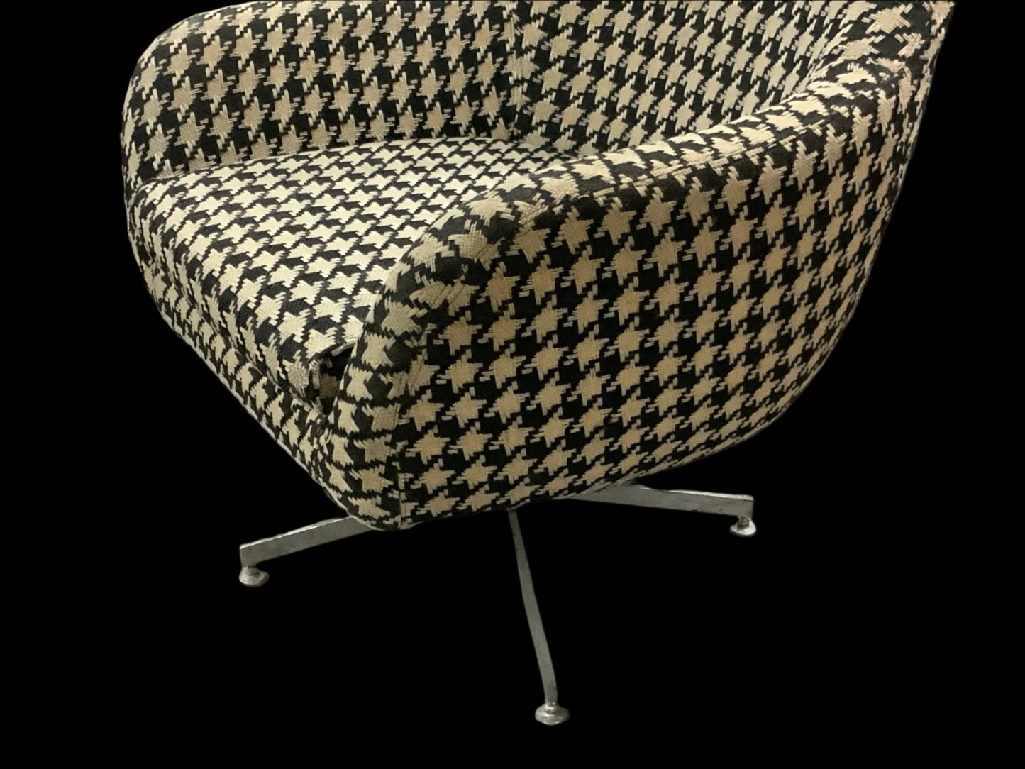 MCM Mid Century Modern BLK/WHT SwiveL Lounge Accent Chair
