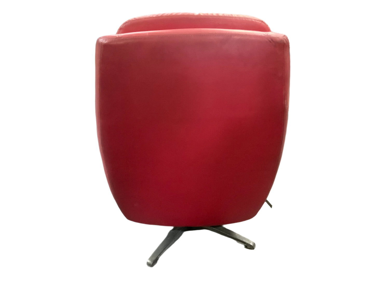 MCM Mid Century Modern OVERMAN Red Leather Swivel Lounge Chair