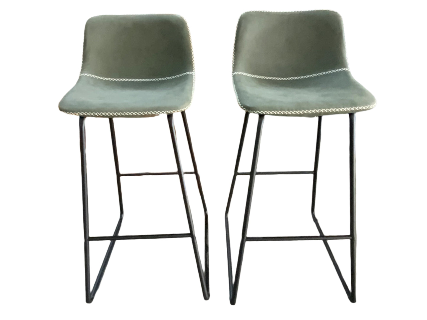 NEW Set of Two HeuGah Chairs 30" Green Bar Height Stools