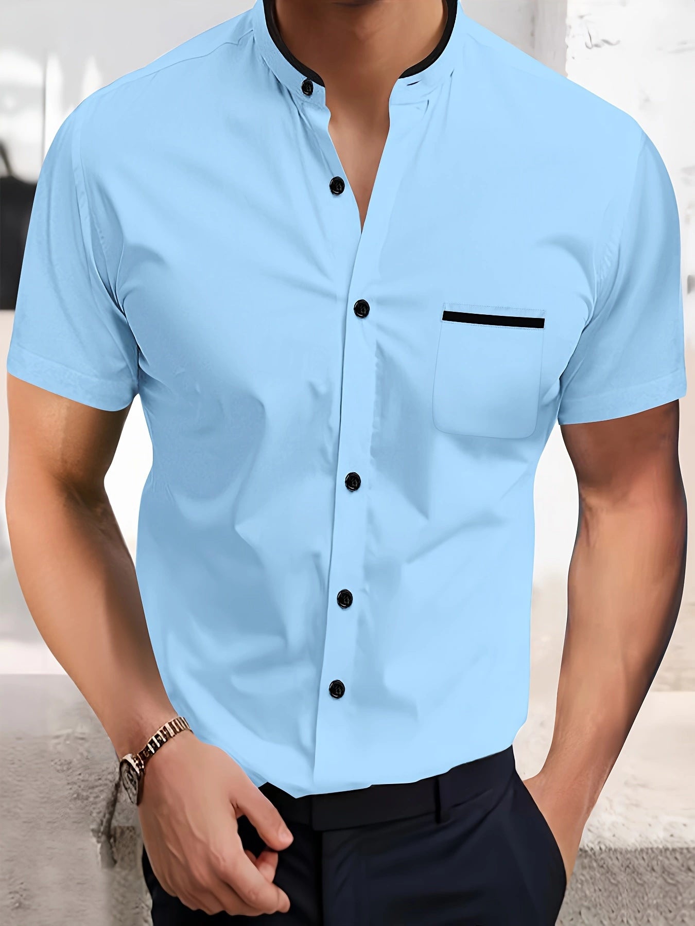 NEW Solid Color Shirt Korean Summer New Button Short Sleeve