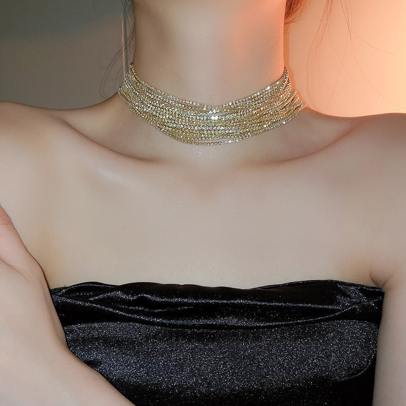 NEW Women's All-match Exaggerated Diamond Multi-layer Necklace
