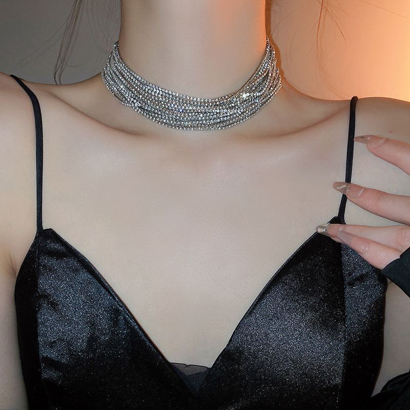 NEW Women's All-match Exaggerated Diamond Multi-layer Necklace