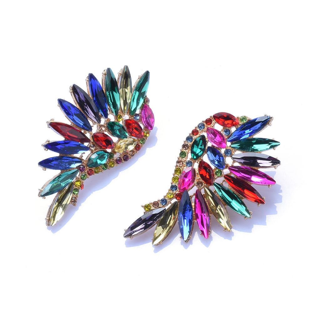 New Women's European And American Exaggerated Diamond Long Flower Earrings