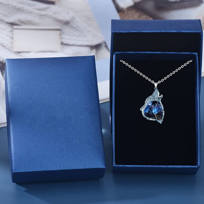 NEW Men's Creative Wolf Howling Pendant Punk Animal Necklace