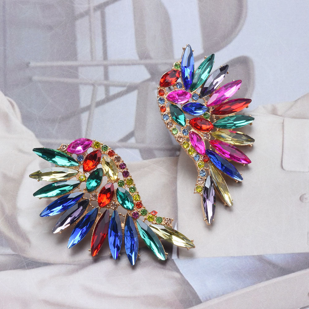 New Women's European And American Exaggerated Diamond Long Flower Earrings
