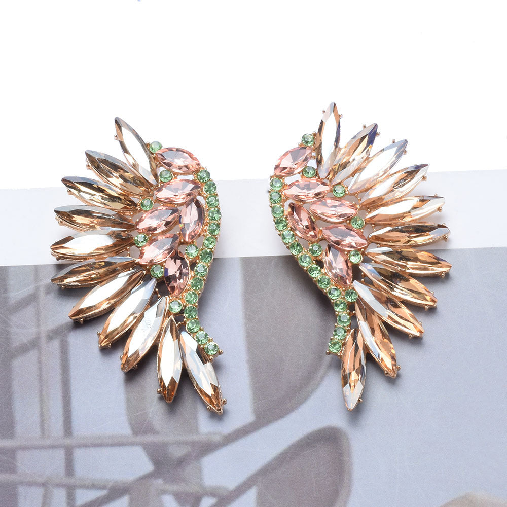 New Women's European And American Exaggerated Diamond Long Flower Earrings