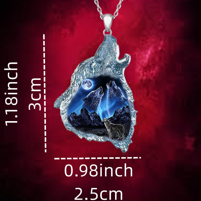 NEW Men's Creative Wolf Howling Pendant Punk Animal Necklace