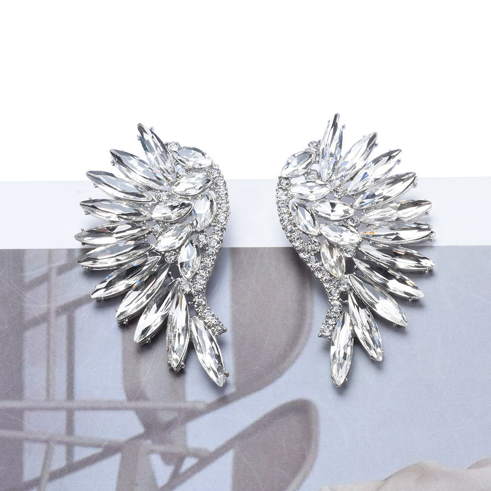New Women's European And American Exaggerated Diamond Long Flower Earrings
