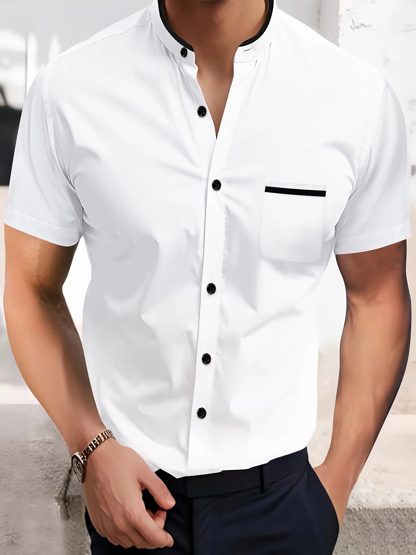 NEW Solid Color Shirt Korean Summer New Button Short Sleeve