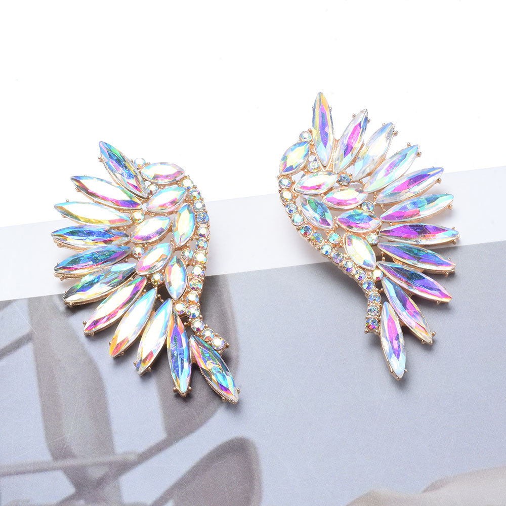 New Women's European And American Exaggerated Diamond Long Flower Earrings