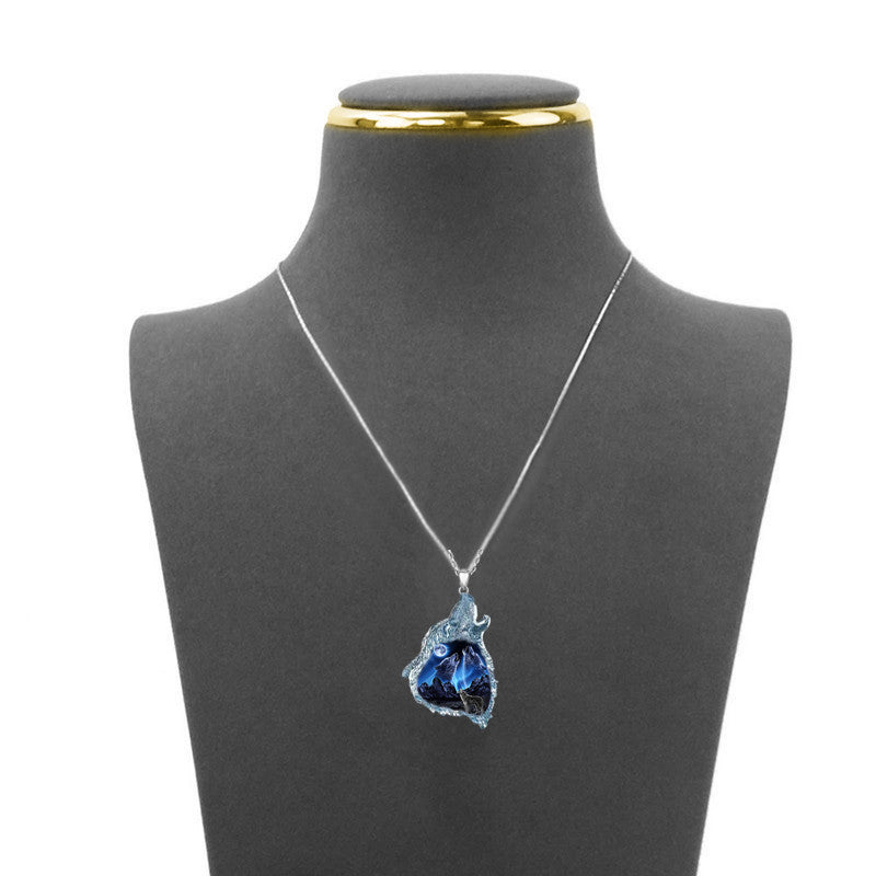 NEW Men's Creative Wolf Howling Pendant Punk Animal Necklace