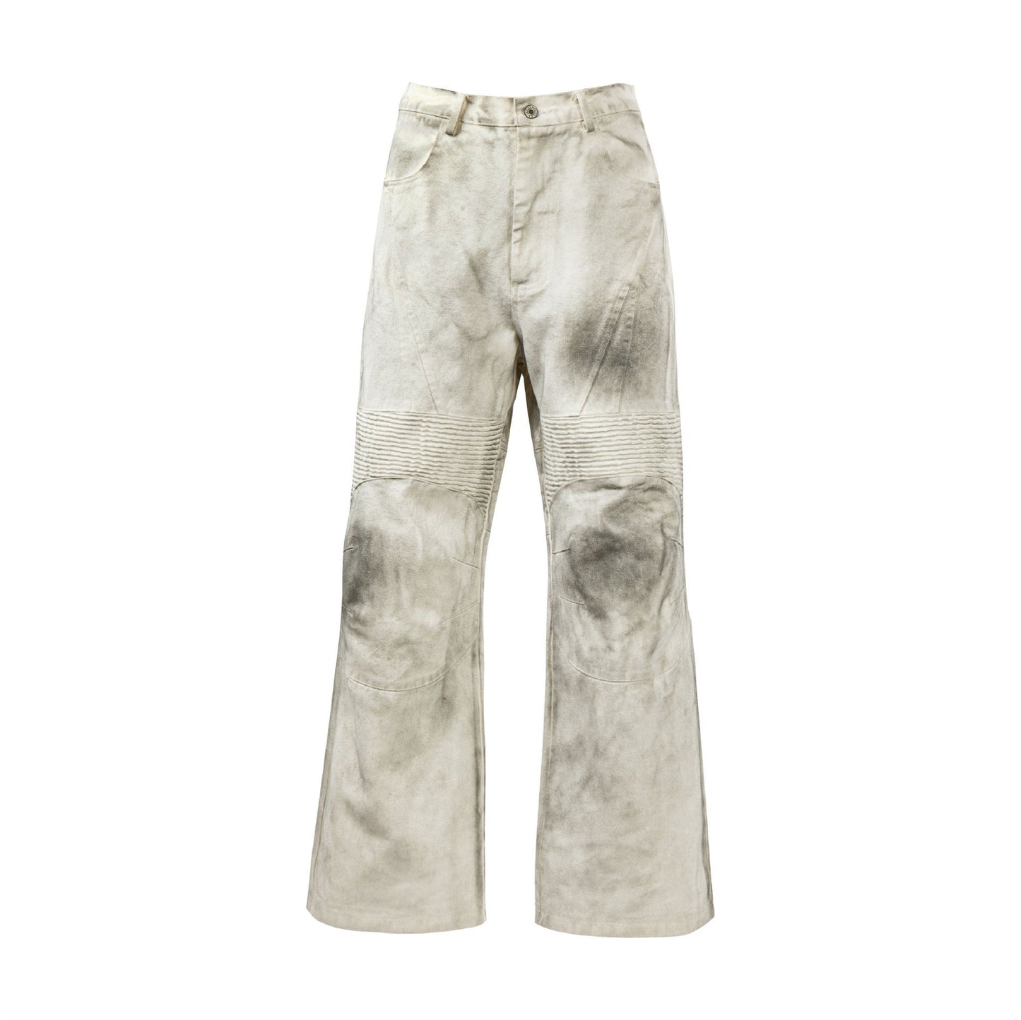 New Washed Old Color Pleated Stitching Straight Cargo Loose Trousers