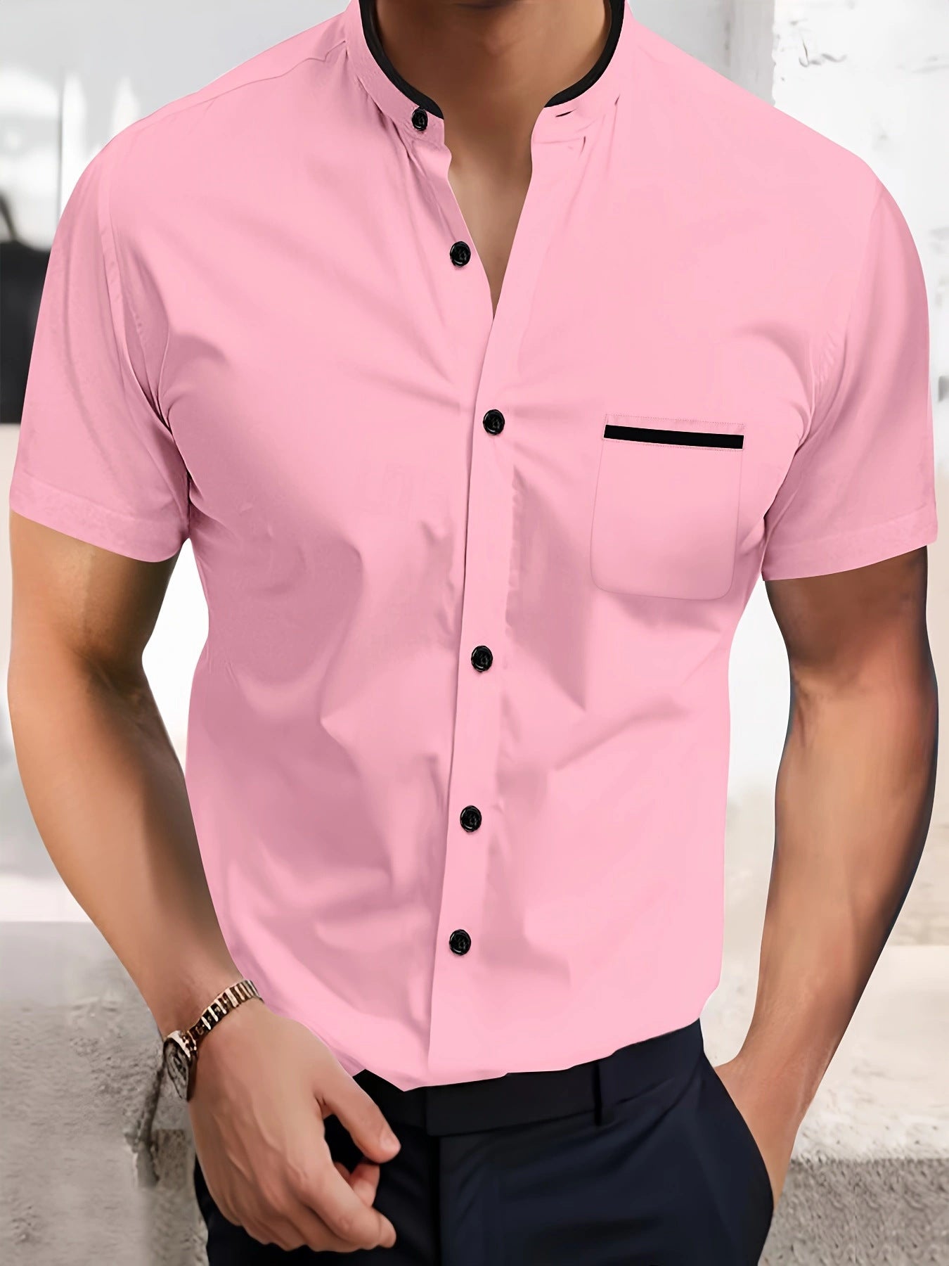 NEW Solid Color Shirt Korean Summer New Button Short Sleeve