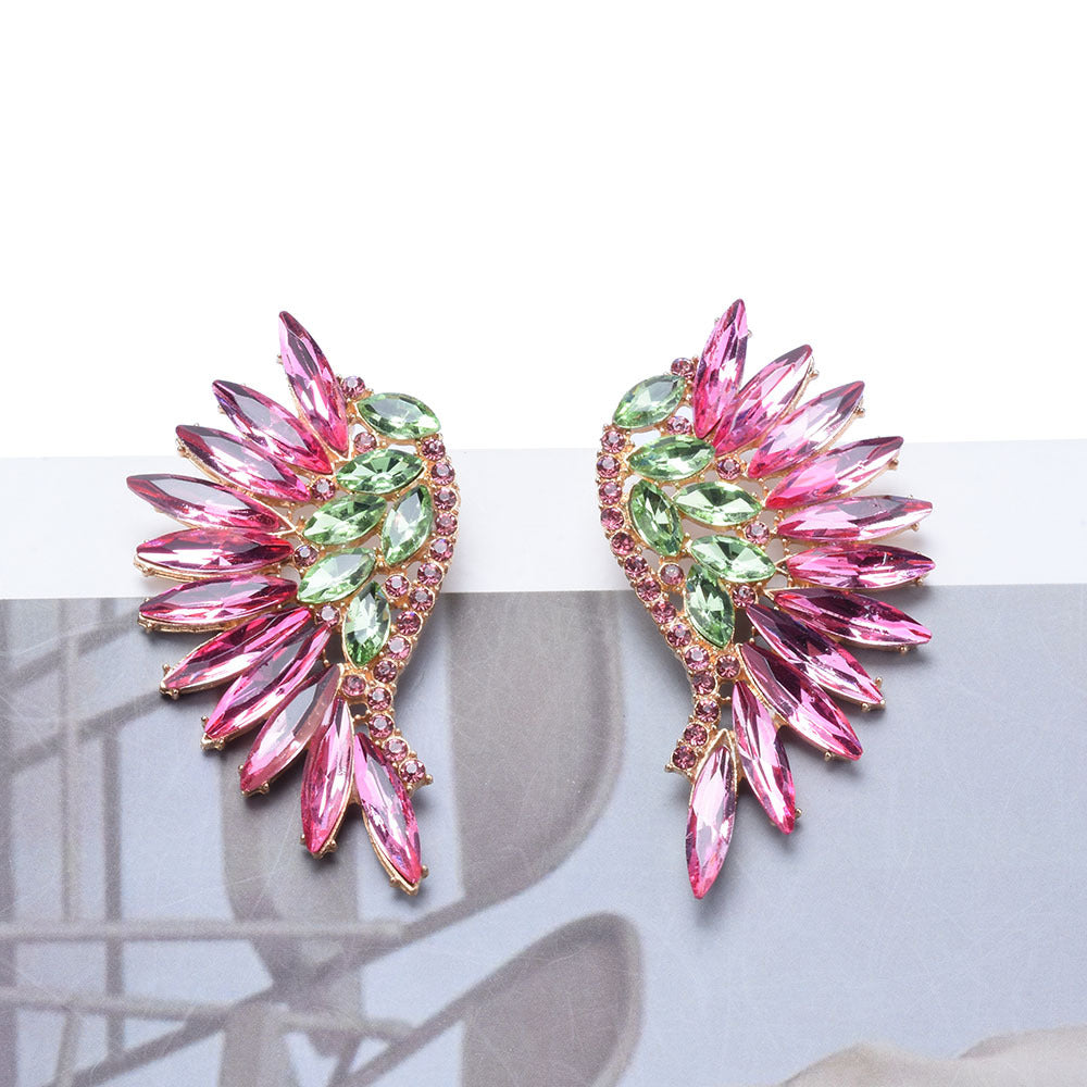 New Women's European And American Exaggerated Diamond Long Flower Earrings