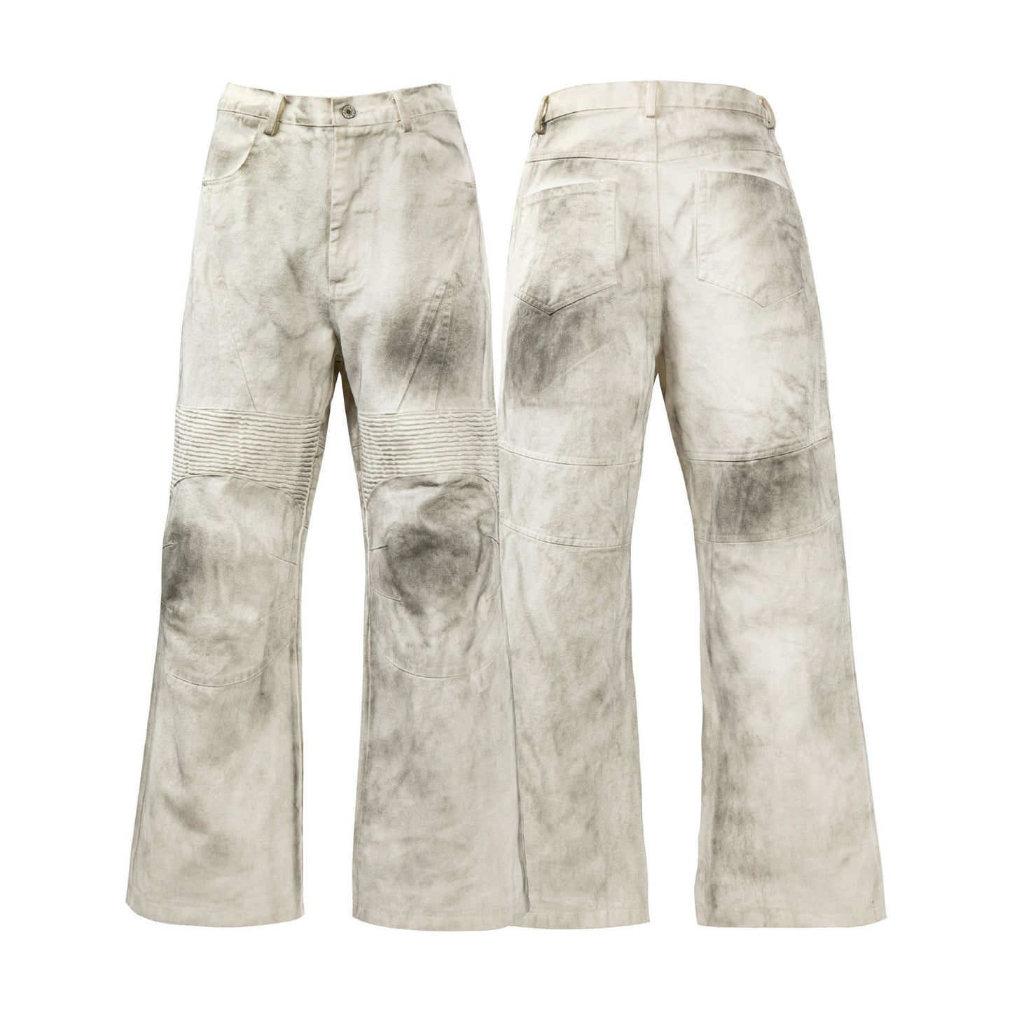 New Washed Old Color Pleated Stitching Straight Cargo Loose Trousers