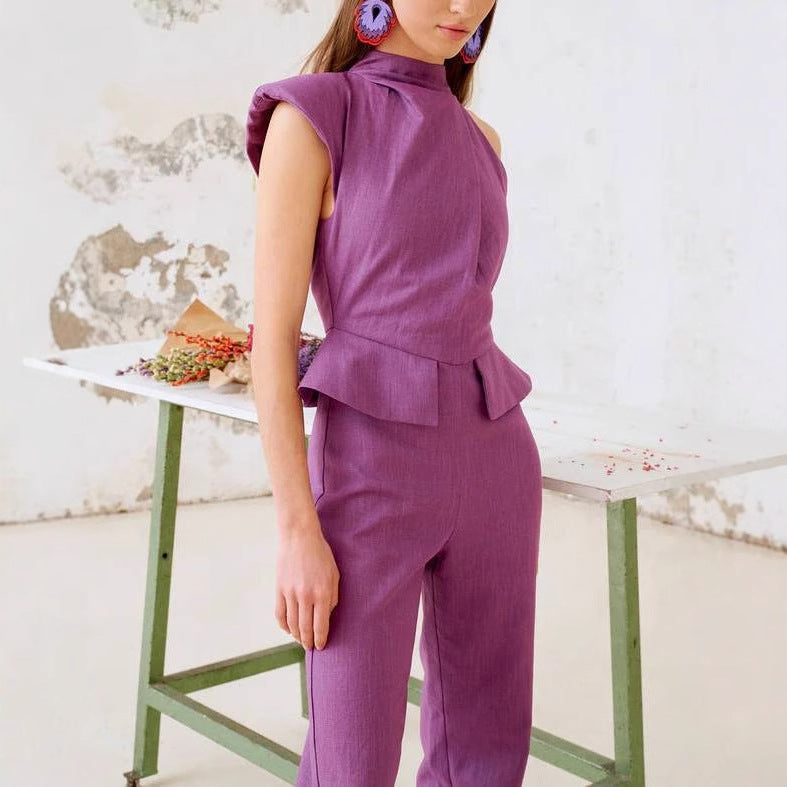 New Fashionable Asymmetric Design Jumpsuit Slim Fit Slimming