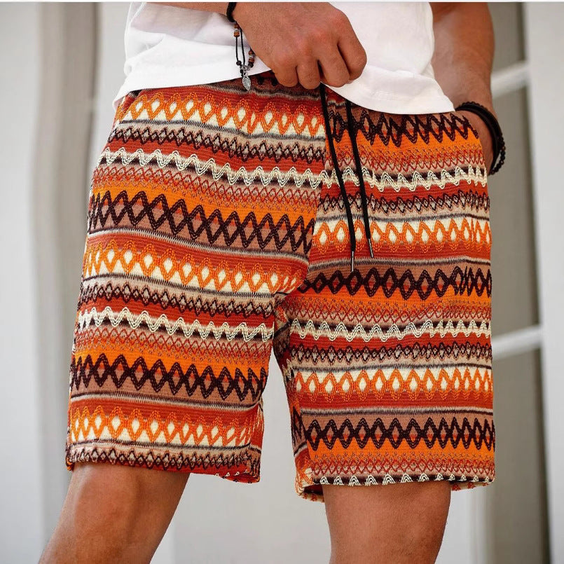 New Men's Pocket Decorative Four-sided Stretch 3d Printed Thin Youth Casual Shorts