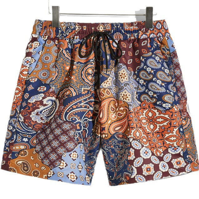 New Men's Pocket Decorative Four-sided Stretch 3d Printed Thin Youth Casual Shorts