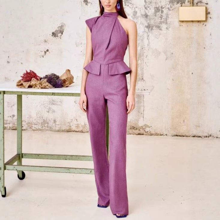 New Fashionable Asymmetric Design Jumpsuit Slim Fit Slimming