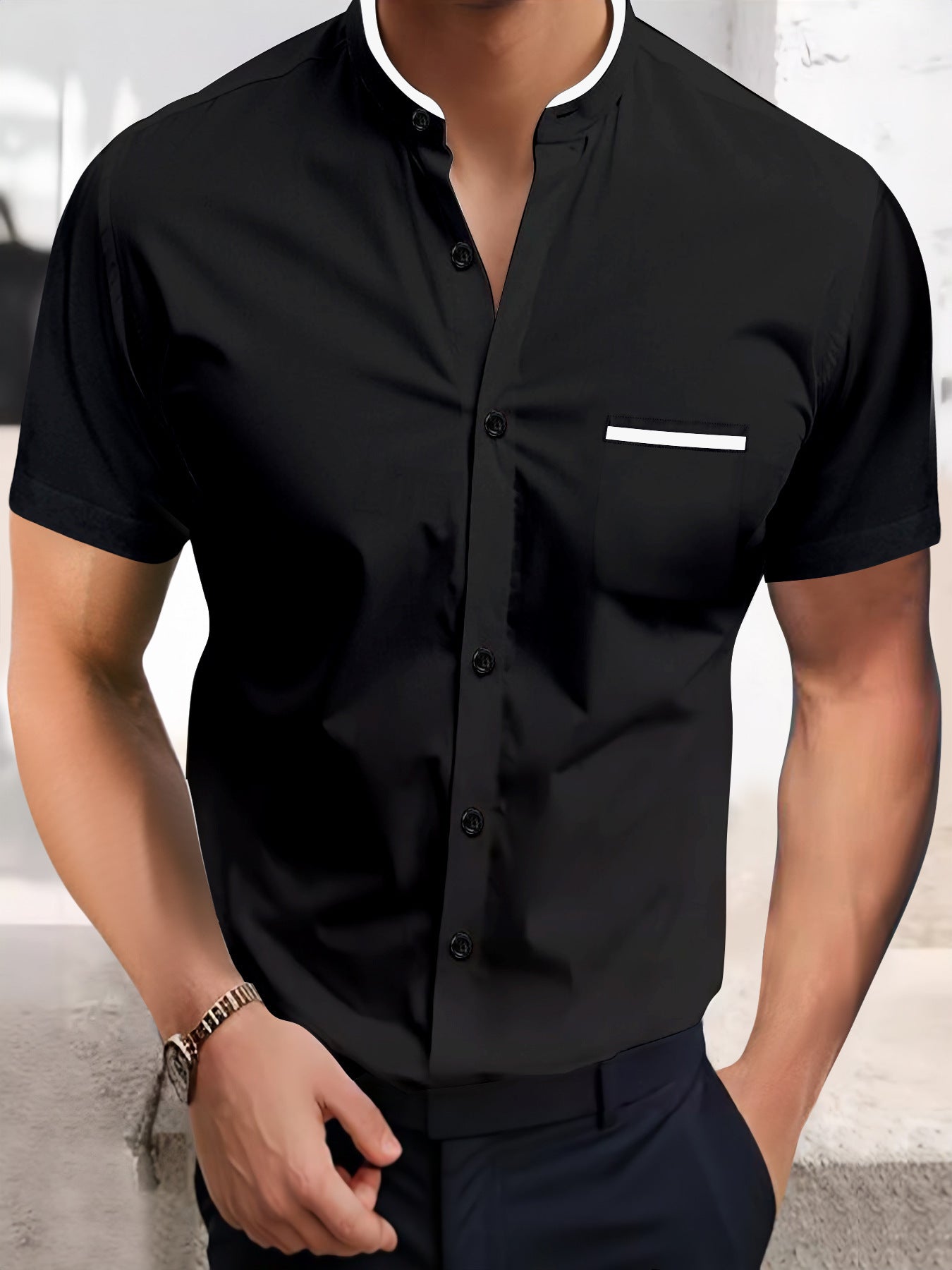 NEW Solid Color Shirt Korean Summer New Button Short Sleeve