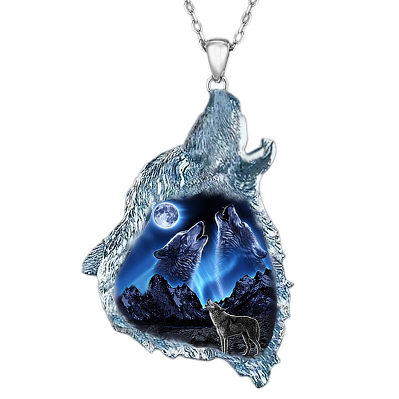 NEW Men's Creative Wolf Howling Pendant Punk Animal Necklace