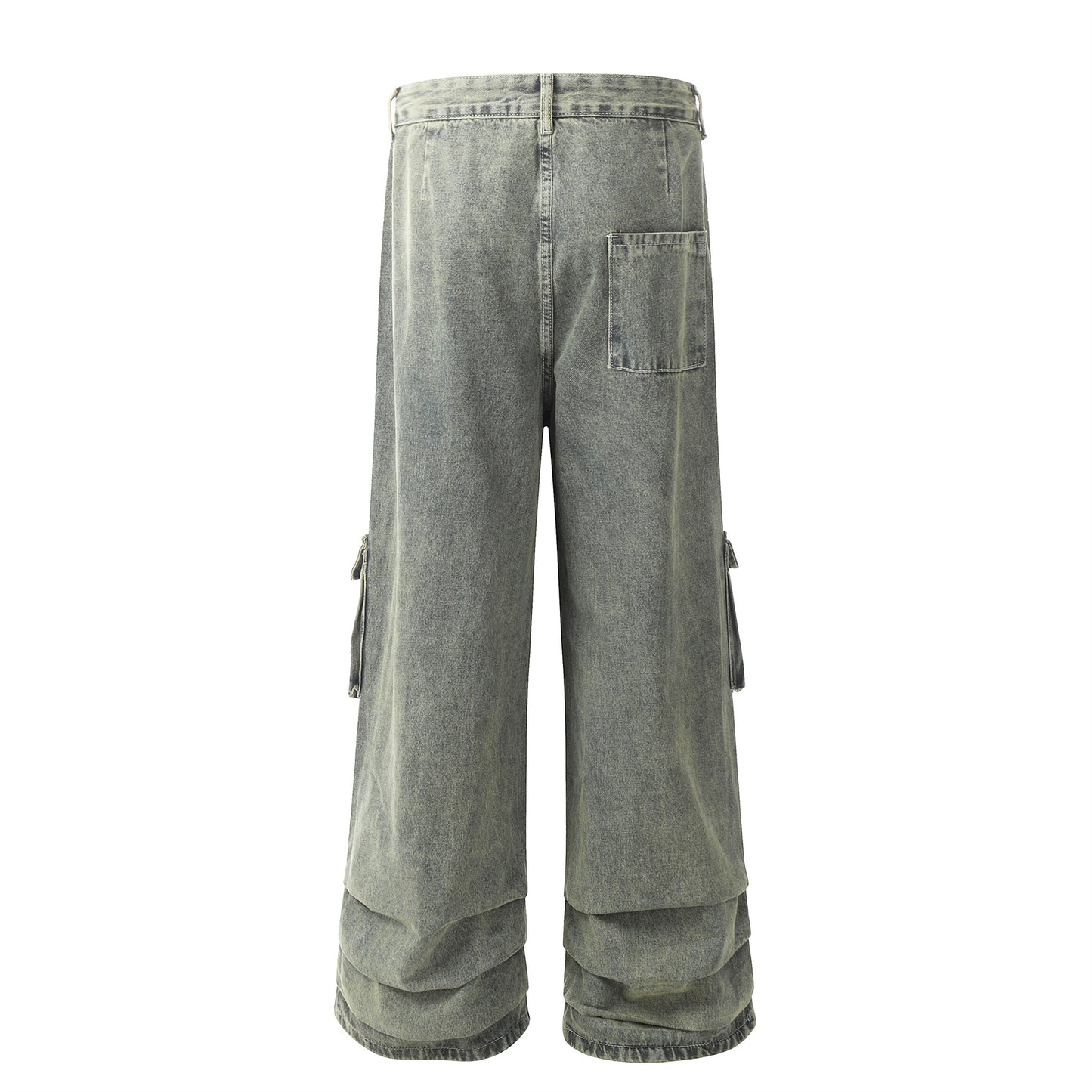 NEW Retro Design Worn Looking Washed-out Burr Cargo Jeans Men