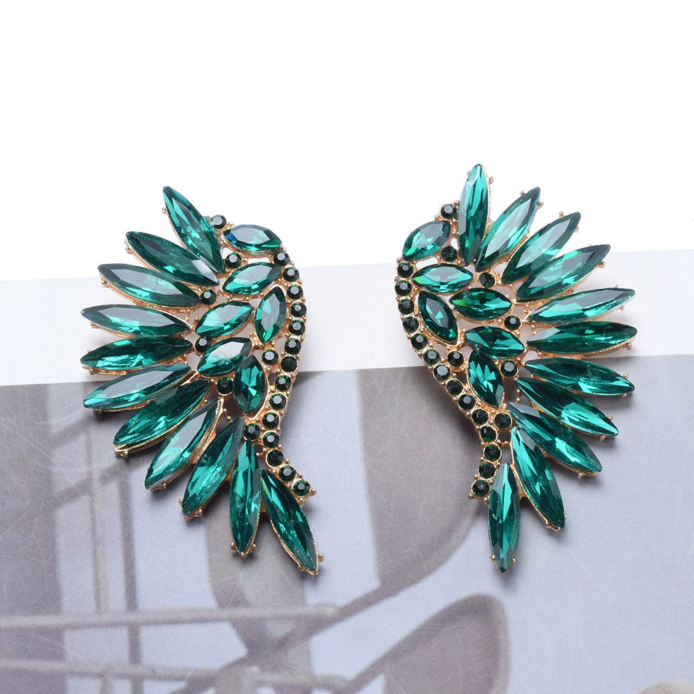 New Women's European And American Exaggerated Diamond Long Flower Earrings