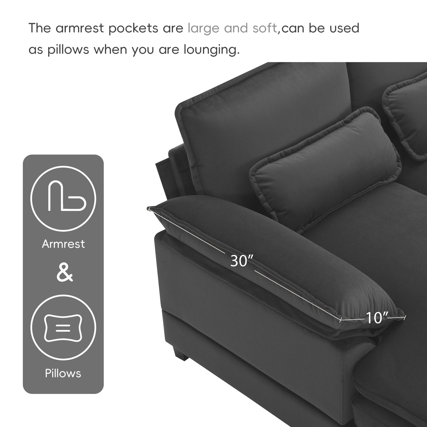 New Modern U-shaped 6-seat Upholstered Sleeper Sofa with Chaise Lounge