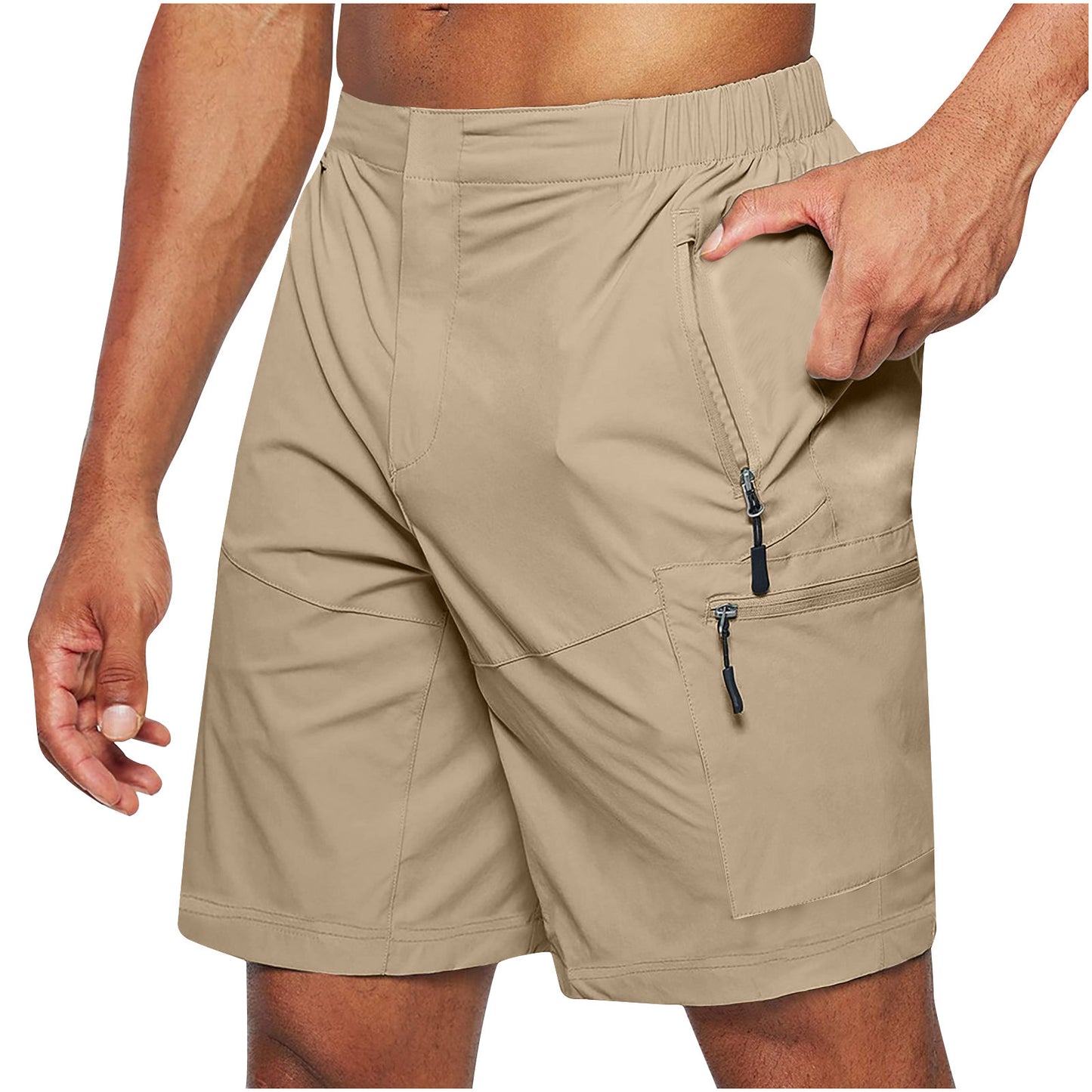 NEW Men's Casual Elastic Waist Strap Summer Shorts Casual Fit Fashion Outdoor Long Shorts For Men Knee-Length Straight Leg Pants Shorts
