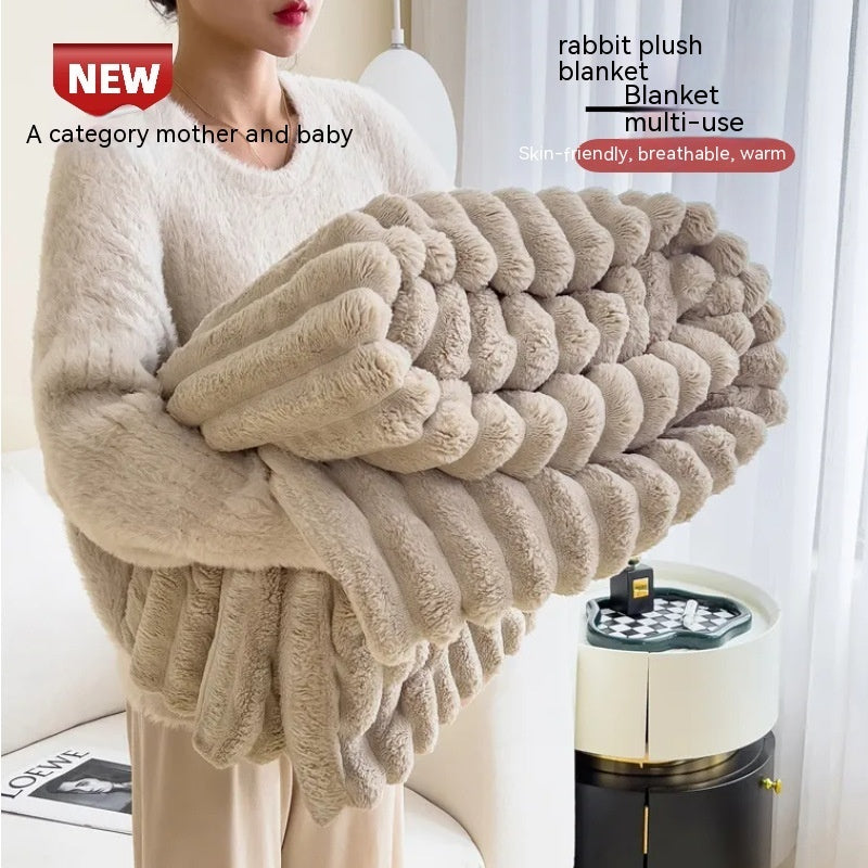 NEW Soft Wind Bubble Velvet Blanket Warm Solid Rabbit Fur Blankets Double-sided Thickening Cover Throw Warm Fur Blanket