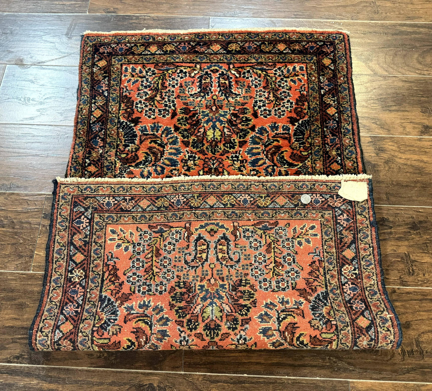 USED Antique Persian Lilihan Rug 2x4, Red, Floral, Wool, Handmade Lilian Persian Carpet