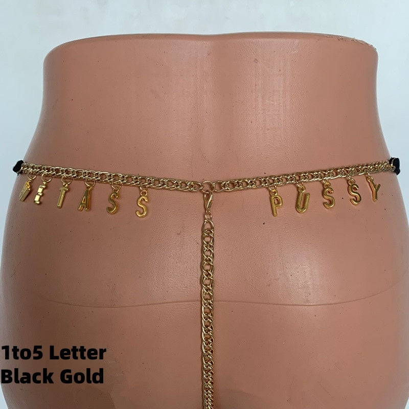 New Exy Women Custom Thong With Letter Name Personality G-String Panties Underwear Waist Body Chain Lace Thongs Jewelry Gift