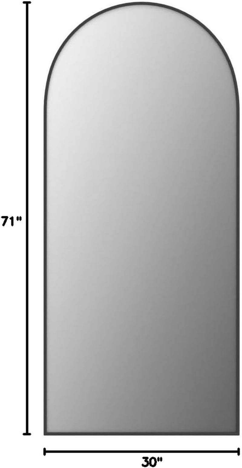 NEW 30x71 Inch Arched Full Length Mirror Black Aluminum Frame