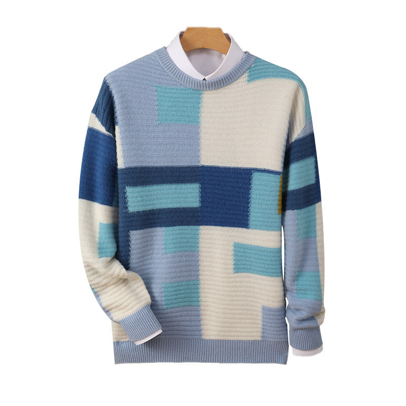 New Cashmere Sweater Men's Loose Round Neck Multicolor