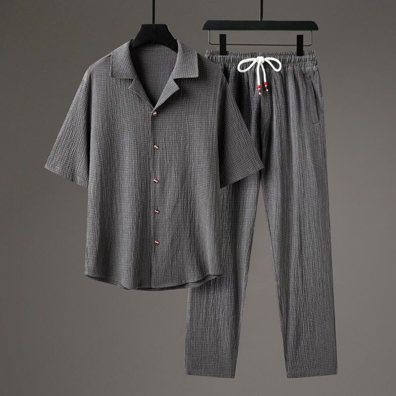 New Casual Men's Sports High-end Half Sleeve Chinese Style Two-piece Set
