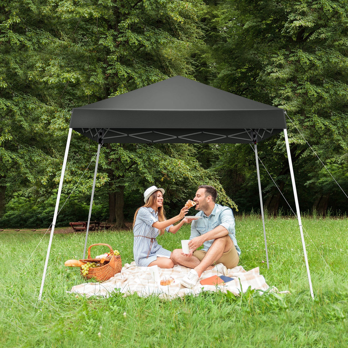 NEW 6X6ft Dark Gray Bevel No Enclosure Oxford Cloth Sprayed Iron Pipe Portable Folding Shed Shelter Tent