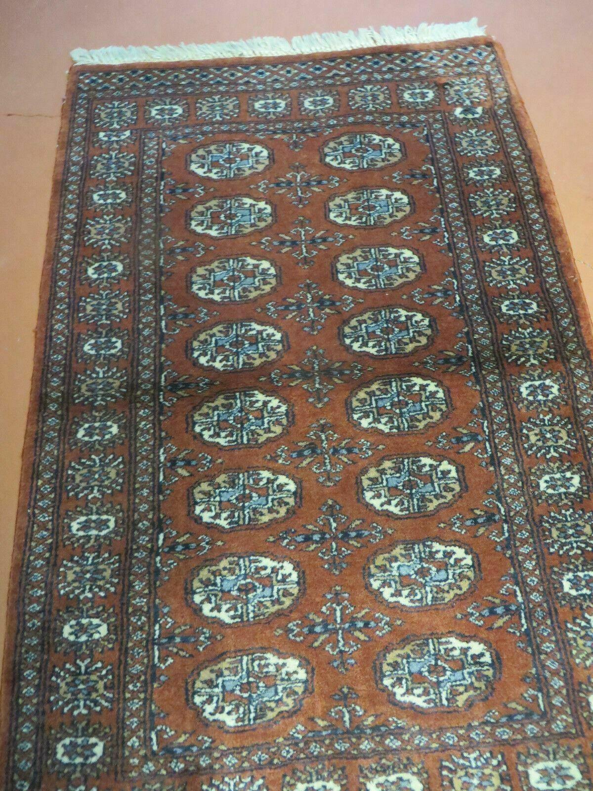 USED 3' X 4' Vintage Handmade Pakistan Turkoman Bokhara Fine Woven Wool Rug