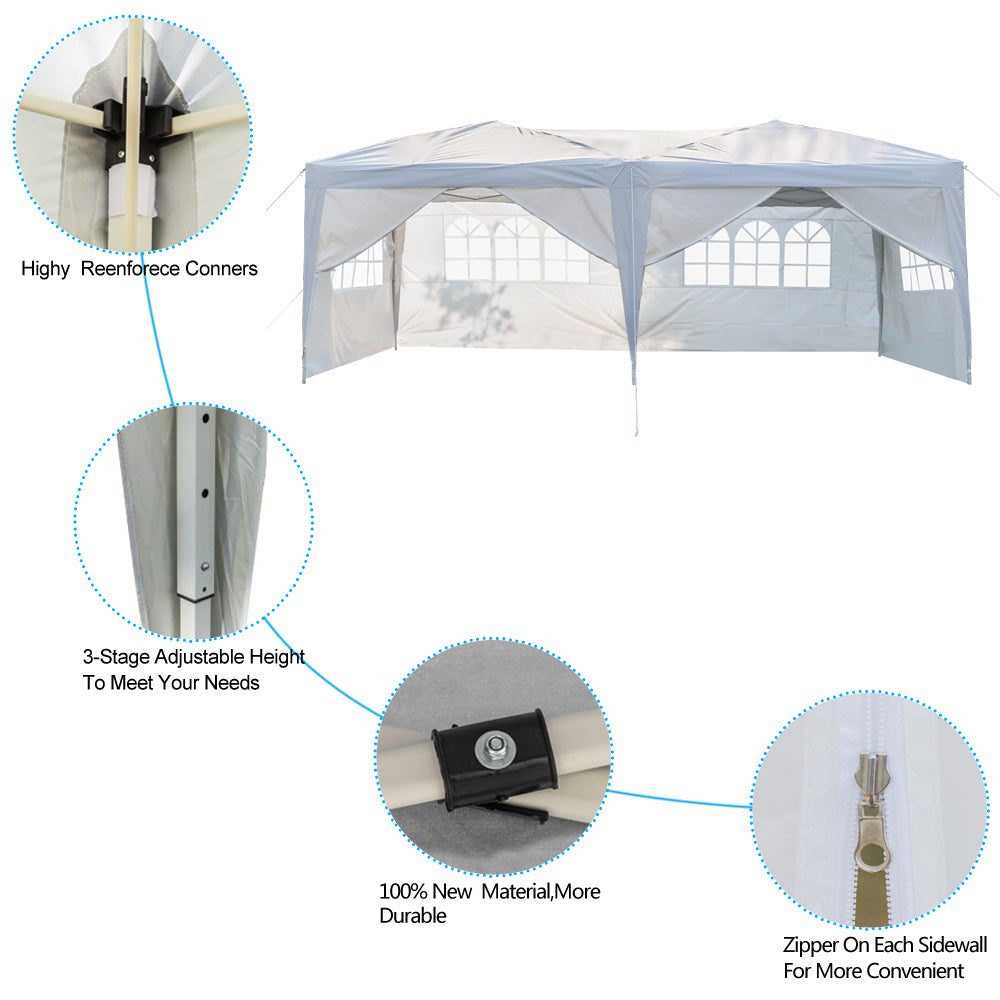 NEW Outdoor 3 X 6M White 6 Sides Home Folding Pergola Parking Shed Advertising Tent