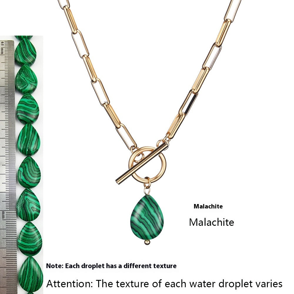NEW 18K Gold Stainless Steel Clip Waterproof Pearl Water Drop Pendant Necklace For Women