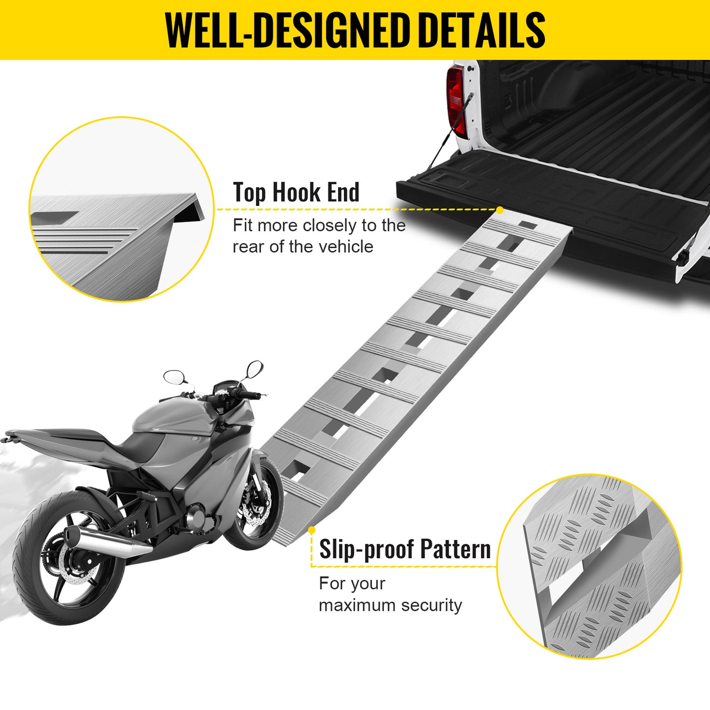 NEW VEVOR 60'X 12 X 2.5inch Aluminum Trailer Ramps 6000LBS Rust Resist Beaver Tail